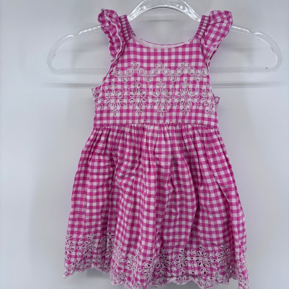 GAP Kids Pink Gingham Dress with Lace Detail